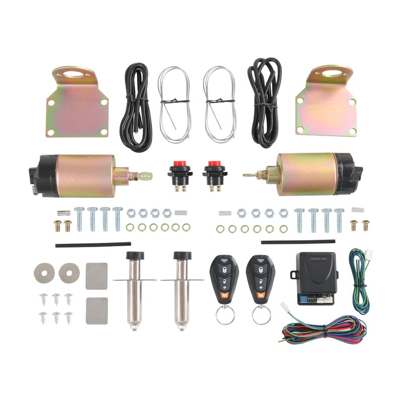 JDMSPEED New Street Rat Hot Rod Car Truck 85LB Shaved Door Handle Kit Replacement for 2 Doors Popper Solenoid - Image 1